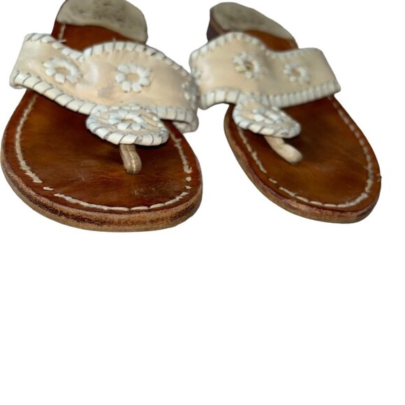 jack rogers classic pink white slides thongs leather sandals 6 - Picture 4 of 6